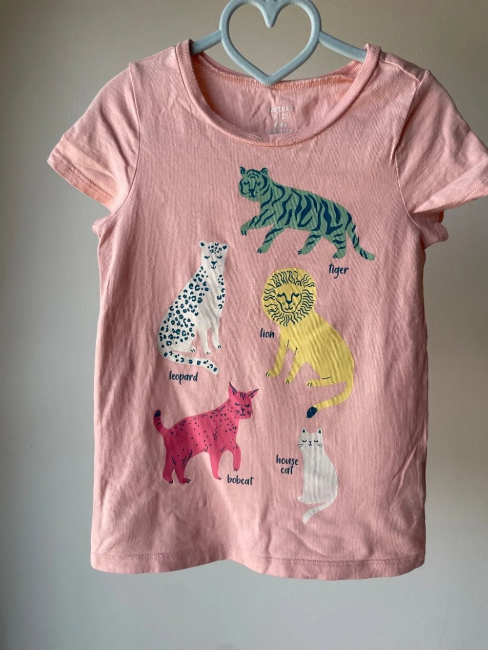 Carter’s Girls Pink Big Cats Animal Graphic T-Shirt Size 6X
